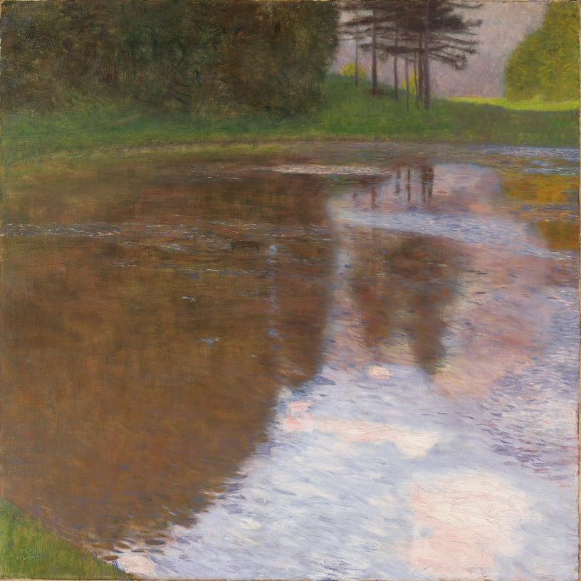 Das Titelbild zeigt ein Bild von Gustav Klimt. Ein Morgen am Teiche von 1899.